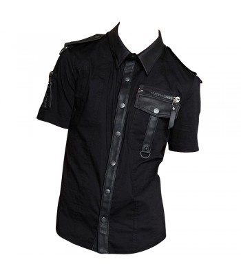 Men Gothic Police Officer Shirt Black Goth Clearance Shirt Halloween